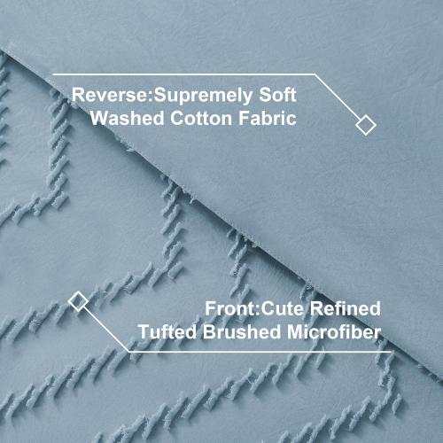 Litanika Grayish Blue King Size Comforter Set with Sheets - 7 Pieces Bed in a Bag King Chevron Tufted Complete Bedding Sets with Comforter, Sheets, Pillowcases & Shams