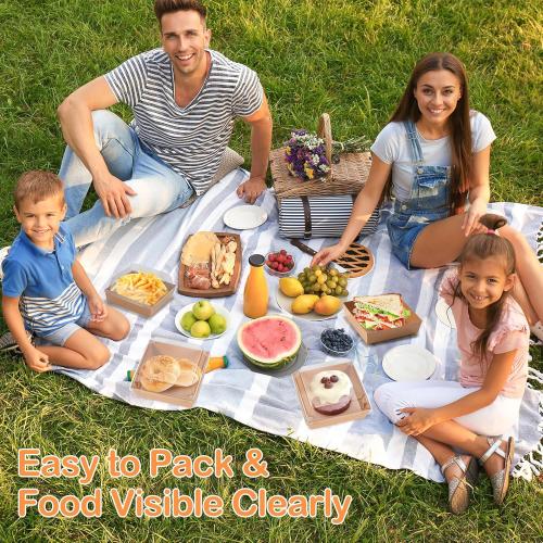 Mini Charcuterie Boxes with Clear Lids 50 Pack, 4.5x4.5 Inches Paper Bakery Boxes Square Disposable Dessert Boxes to Go Food Containers for Daughter, Wedding, Party, Strawberries, Cake & Cookies