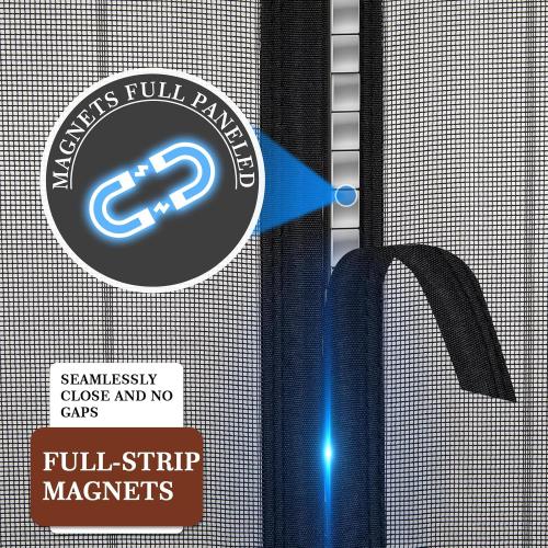 Yotache Magnetic Screen Door Fits 30x80 Inch Doors, Screen Size 32x81, Reinforced Screen Mesh with Full Strip Magnets for Front/Back Patio Single Sliding Door