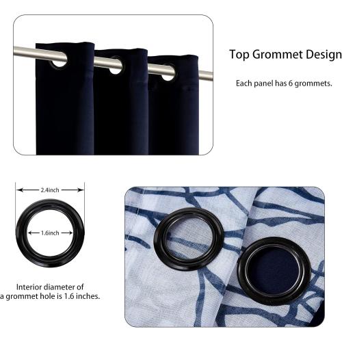 Mix and Match Curtains - 2 Pieces Branch Print Sheer Curtains and 2 Pieces Blackout Curtains for Bedroom Living Room Grommet Window Drapes,