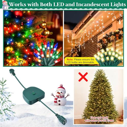 Christmas Light Controller with Remote, Create Dazzling Lighting Displays with Multiple Functions, Timer, Dusk to Dawn Sensor, Adjust Speed for Christmas Outdoor String Light (1 Channel, 16 Functions)