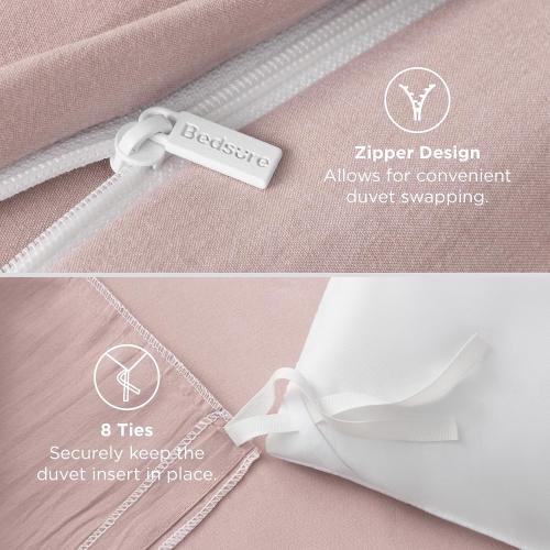 Bedsure Prewashed Twin Duvet Cover, Cotton-Like Bedding Set, Rose Pink