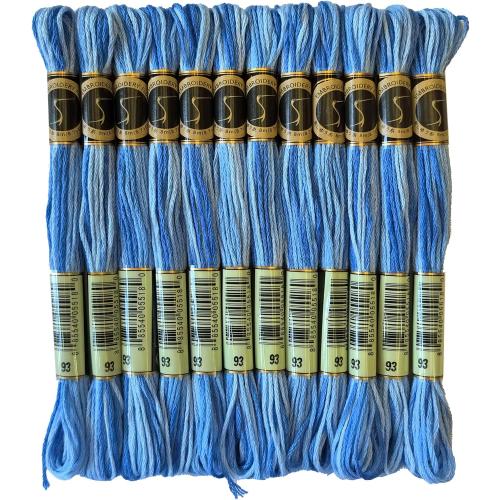 Magical Color Variegated Cross Stitch Thread Color Variations Embroidery Floss Pack, 8.7-Yard, Comflower Blue, Pack of 12 Skeins