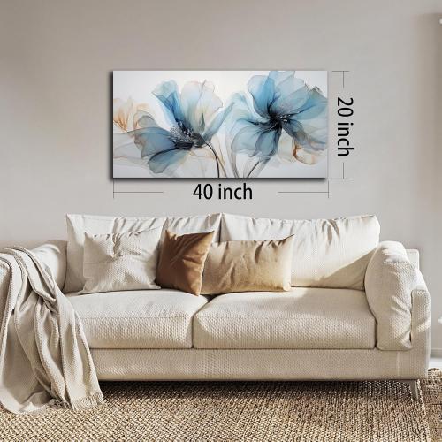 Flower Pictures Wall Decor For Bedroom Blue Canvas Wall Art For Office Women Modern Canvas Wall Art For Living Room