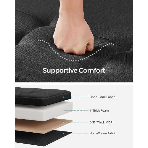 SONGMICS Storage Ottoman Bench, Foldable Foot Rest with Legs, 15 x 43 x 15.7 Inches, End of Bed Bench, Storage Chest, Load up to 660 lb, for Living Room, Bedroom, Entryway, Ink Black ULSF018B01