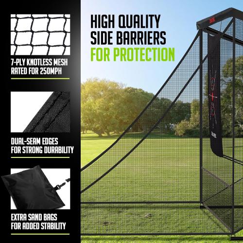 Zealfeel Golf Net, 10x7ft/8x8ft Golf Enclosure Net with Side Barriers/Auto-Ball Return, Low-Noise Target, Carry Bag, 4 Stakes, Hitting Practice Net for Backyard Driving Chipping Indoor Outdoor Use