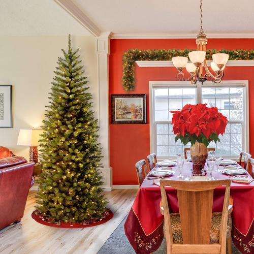 National Tree Company 6.5 ft Pre-Lit Downswept Douglas Fir Artificial Christmas Tree, 650 Clear Lights, 1,227 Tips, Includes Stand, Green