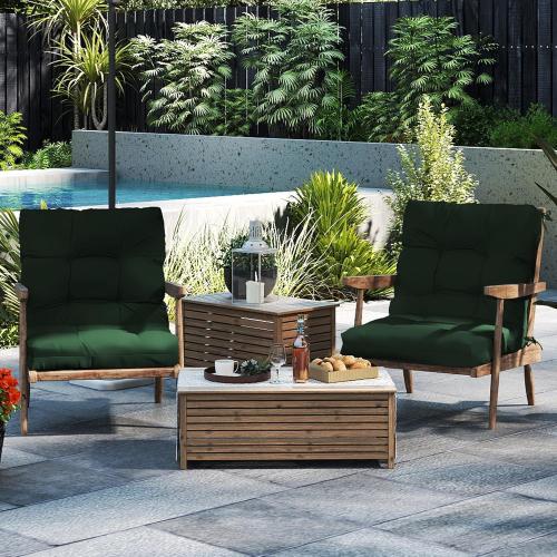 Outdoor High Back Chair Cushions 42x 21 x 4, Waterproof Patio Chair Cushions, Fade Resistant Seat Cushion for Outdoor Furniture, Porch, Balcony and Indoor (Dark Green, 2)