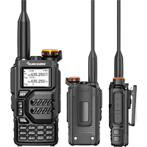 QUANSHENG UV-K5 Walkie Talkie Dual Band 5W Rechargeable Two Way Radio NOAA Emergency Weather Receiver with Type-C Charging Cable, Headset (Black 1 Pack)