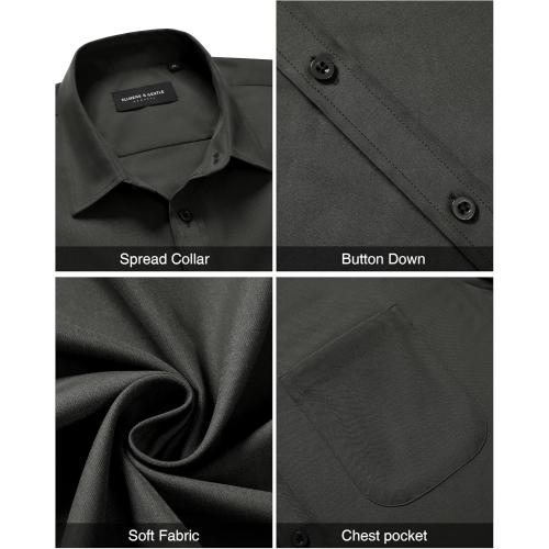 Size 2XL Mens Short Sleeve Dress Shirt Wrinkle Free Solid Casual Button Down Shirts for Summer Business Wedding