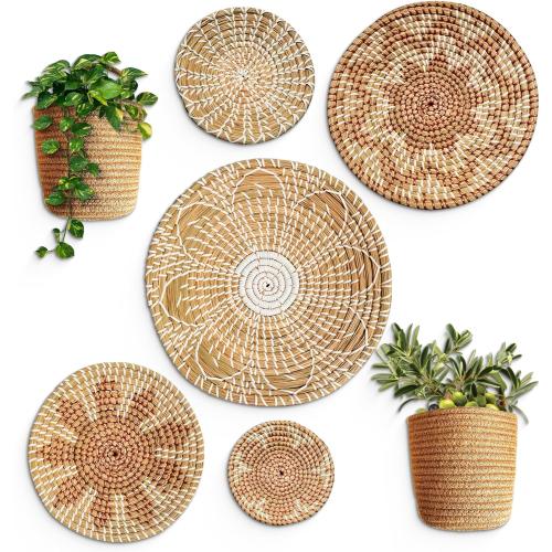 All Things Pro Wall Basket Decor Set, Hanging Woven Wicker Art for Home Decoration