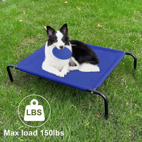 Size XL Color Blue Elevated Dog Bed,Extra Large Raised Pet Cot with Dog Flying Discs,Cooling Waterproof,Portable Indoor & Outdoor for Large Dogs with Washable Breathable Mesh