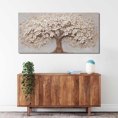 Canvas Wall Art Decor Prints Modern Botanical Wall Art Pictures for Living Room Canvas Art Wall Decor Tree of Life Wall Art Decor White Flower Wall Art Prints Artwork for Walls Bedroom Office Decor 20 X 40