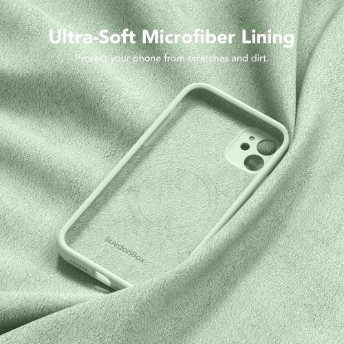 Magnetic for iPhone 11 Phone Case Silicone, Compatible with MagSafe, [Full Camera Protection][Screen Protector] Slim Shockproof Protective Case for iPhone 11 6.1, Light Cyan