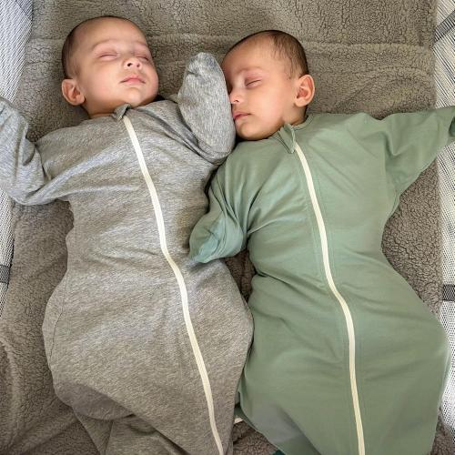 ZIGJOY Baby Transitional Swaddles for Newborns: 0.5 Tog Arms Up Sleep Sack 3-6-12 Months Soft Cotton Shark Fin 2 Way Zipper