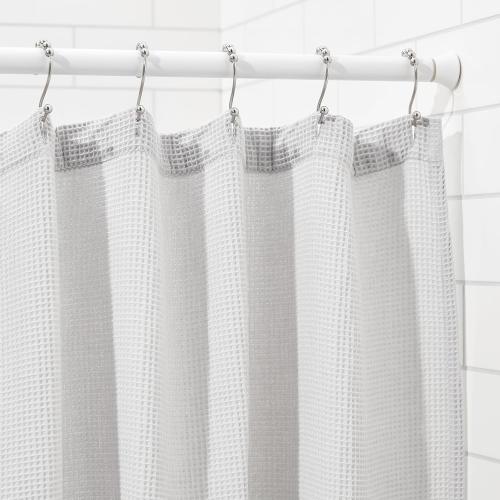 Amazon Basics No Drill Spring Tension Curtain Rod, Adjustable 24-36 Width, White, Classic Finial
