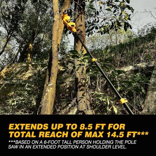 2-IN-1 Cordless 10-Inch Pole Saw And Chainsaw Compatible with Dewalt 20V MAX* Battery, Total Reach of Max 15ft, Auto Oiling, Electric Pole Saw for Tree Trimming Pruning (Battery NOT Included)