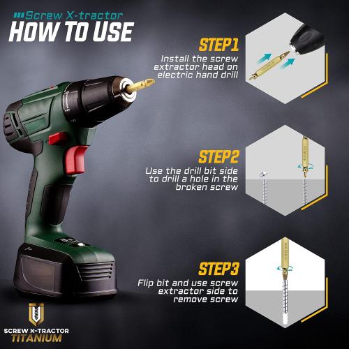 Damaged Screw Extractor Kit and Stripped Screw Extractor Set. Its A HassleFree Broken Bolt Extractor and Screw Remover Set (6 Piece Titanium)
