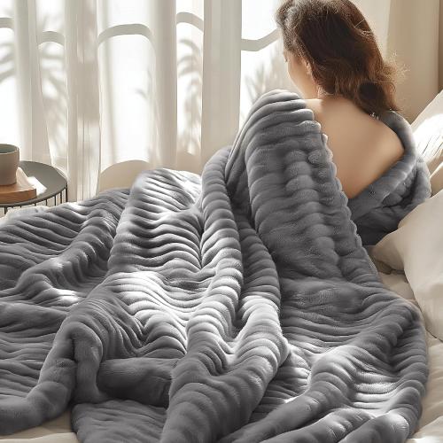 Bedsure GentleSoft Frost Gray Fleece Blanket for Couch - Cozy Soft Blankets for Women, Cute Small Throws for Girls, 50x70 Inches