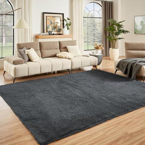 Floralux Area Rugs Size  9x12 Color Grey  Living Room, Dark Grey, Large Shag Rug Bedroom Rug, Ultra Soft Shaggy Fluffy Carpet for Playroom, Plush Modern Carpets for Kids Room, Dorm Home Decor Aesthetic