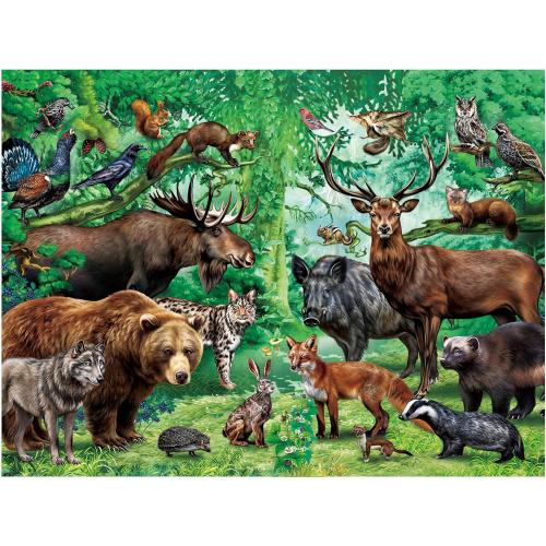 100 Pc BenBen Puzzles for Kids Ages 4-6, Double Sided 100 Piece Puzzles for Kids, 2 in 1 Puzzle, Wild Animals, Learning Educational Jigsaw Puzzles Toys for Boys Girls (15.75” x 11.75”)