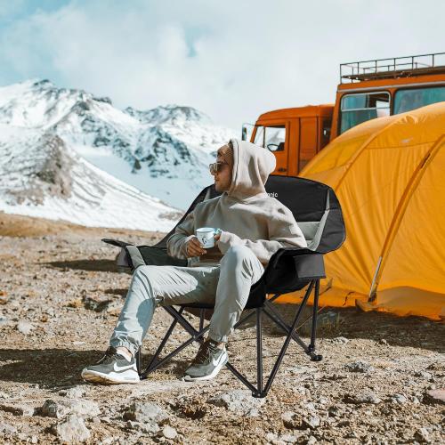 Oversized Camping Chair, Portable Folding Camping Chairs with Side Pocket, Cup Holder and Carry Bag, Heavy Duty Outdoor Camping Chairs for Adults, Fishing, Sports, Trip, up to 400lbs, Style 4