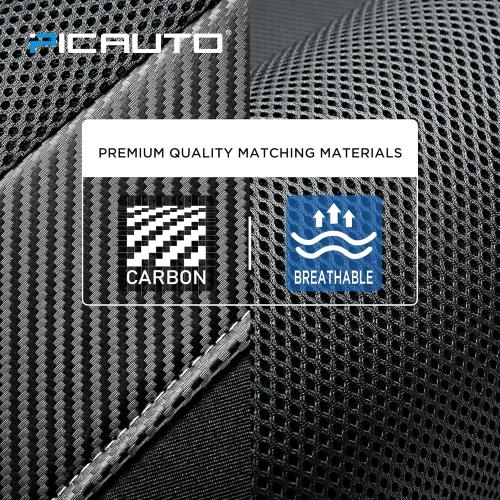 PIC AUTO Car Seat Covers - High Back Front Seat Covers, Sports Carbon Fiber Mesh Design, Universal Fit, Airbag Compatible (Gray)