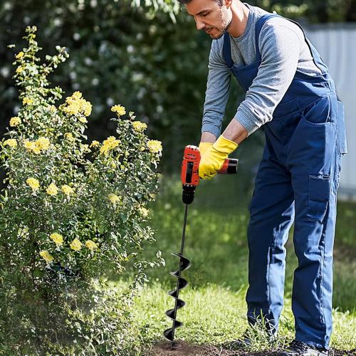 3 x 24 Garden Auger Drill Bit for Planting and Post Hole Digging - Upgraded Spiral Design, Solid Shaft - Hex Driver Drill Compatible