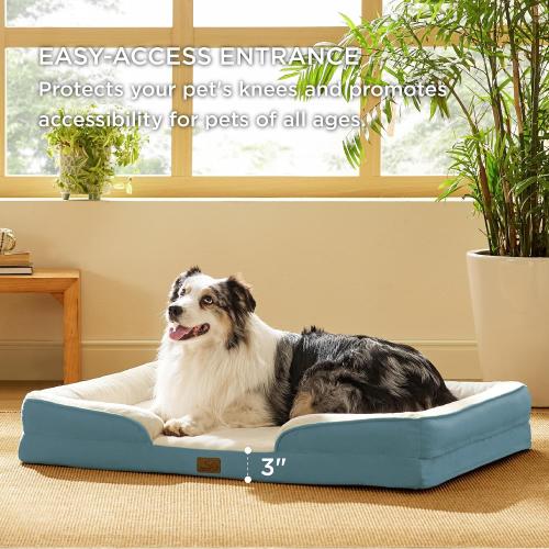 Bedsure XL Orthopedic Dog Bed for Extra Large Dogs - Washable XLarge Dog Cat Bed Waterproof, Comfort Dogs Couch Sofa with Washable Removable Cover, Pet Bed with Nonskid Bottom, Dune Haze Blue, 42
