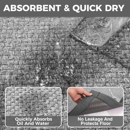 YDKGL Kitchen Rugs Non Slip Washable Kitchen Mat Anti Fatigue Gray 17x59
