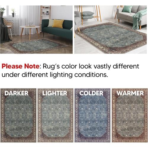 Keen Home Design 30x144 Rug - Machine Washable Runner with Non-Slip Backing, Ideal for Hallway, Entryway, Kitchen, Laundry Room - Vintage, Easy Clean, Durable, Low Pile Rug - (2'6 x 12')