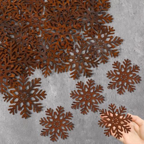 50 Pcs Christmas Rusty Snowflakes Metal Snowflake Decorations for Christmas Metal Snowflakes Ornaments for Winter Indoor Outdoor Xmas Tree Window Room Decorations(Classic)