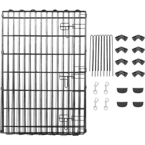 Size 24x36 Color Black Amazon Basics Foldable Octagonal Metal Exercise Dog Playpen - Indoor/Outdoor, Single Door, Medium (8 Panels, 24 x 36), Easy to assemble and store, 36 - Medium, Black