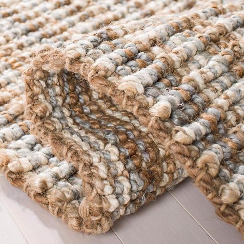 SAFAVIEH Area Rug 2x3 - Natural Fiber Collection - Grey & Natural Brown, Handmade Jute, Farmhouse Style, Chunky Textured Thick Pile (NF447K)