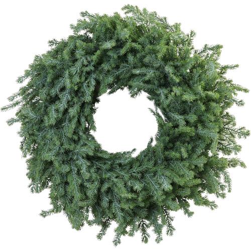 Outdoor Christmas Wreath – 24 Inch Artificial Cedar Wreath with Full Norfolk Pine Green Tips, Lush Wreath for Front Door, Walls, Windows, Porch, Farmhouse, Indoor Outdoor Holiday Decor