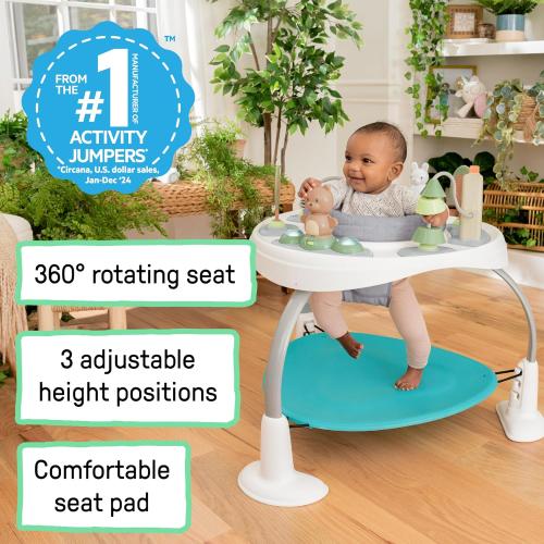 Ingenuity Spring & Sprout 2-in-1 Baby Activity Center Jumper and Table with Infant Toys - Ages 6 Months  , First Forest