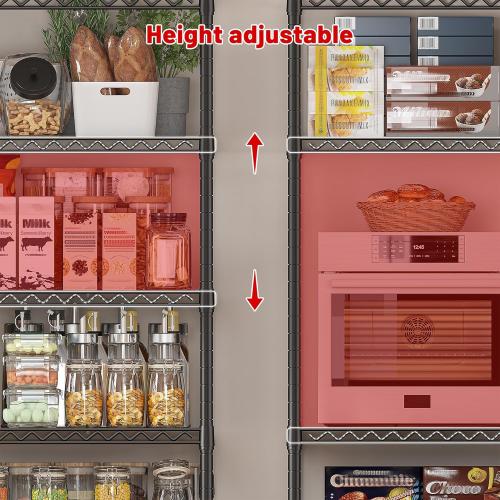 REIBII 45.5''W Storage Shelves Wire Shelving, 5 Tier Pantry Shelves for Storage Rack, Adjustable Metal Shelving for Pantry Kitchen Steel Shelving, 45.5 W x 71 H x 17.7 D