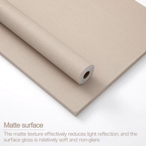 24in X 393in Grasscloth Peel and Stick Fabric Textured Contact Paper for Cabinets, Linen Wallpaper Vintage Matte Frosted Waterproof Flax Luxury Wallpaper for Bedroom Kitchen (Light Brown)