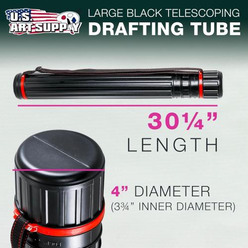 U.S. Art Supply Poster Tube - Telescoping Adjustable (30.25 - 52) - 4 Diameter Durable Carrier for Art, Blueprints, Drafting, Transport & Storage