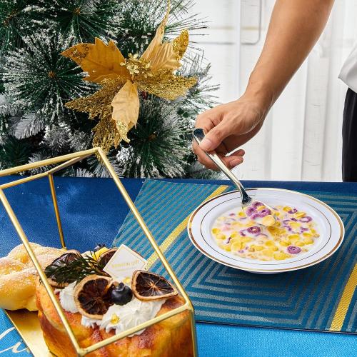 N9R 60PCS Disposable Plastic Bowls with Gold Rim, 12 oz Fancy White Plastic Bowls, Premium Dessert Salad Bowls Perfect for Party, Wedding and Everyday Use