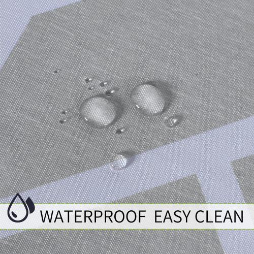 LUSHVIDA Moroccan Outdoor Round Tablecloth with Umbrella Hole and Zipper, 60 Inch Silver, Waterproof Wrinkle Free Table Cloth Decorative Fabric Washable Table Cover for Patio, Party, Picnic