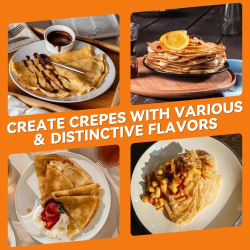 Baker's Friend Crepe Maker Machine with Auto Power Off, Portable Crepe Maker with Non Stick Dipping Plate, Automatic Temperature Control, Graphite