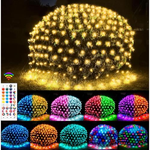 OYCBUZO 204 LED Net Lights, 9.8ft x 6.6ft 35 Colors Changing Christmas Mesh String Lights, Connectable Fairy Light Waterproof Outdoor Easter Decorations for Tree Bushes Holiday Party Garden