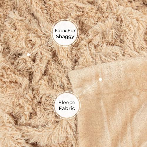 Tuddrom Decorative Extra Soft Faux Fur Throw Blanket 50x60,Solid Reversible Fuzzy Lightweight Long Hair Shaggy Blanket,Fluffy Cozy Plush Fleece Comfy Microfiber Blanket for Couch Sofa Bed,Apricot