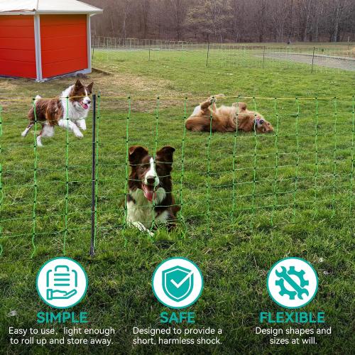 Electric Fence Netting -  Portable Movable Livestock Nets Mesh for Goats, Sheep, Hogs, Dog, All-Purpose Electric Fencing for Backyards, Homesteaders, Farms Ranches, and Gardens