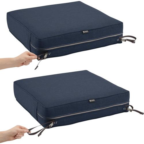 fadeSafe Water-Resistant 22x22x3  Inch Square Patio Dining Seat Cushion Cover, Heather Indigo, Patio Furniture Cushion Covers
