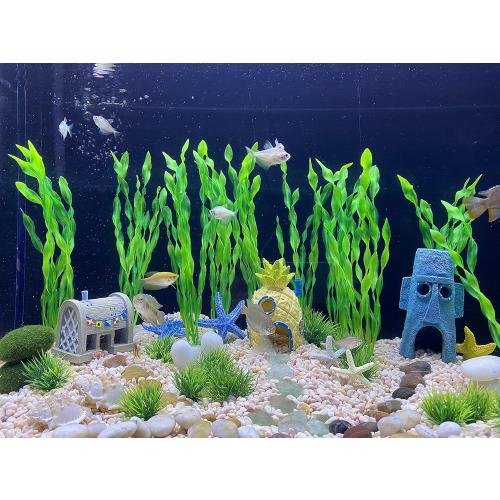 Multicolor BEGONDIS 23 Pcs Aquarium Decorations Fish Tank Artificial Green Water Plants with Resin Ornament，Accessories Ornament Kit
