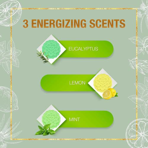SENS Shower Steamers Aromatherapy (Pack of 6 Energizing Shower Bombs - Eucalyptus, Lemon, Mint) Great Spa Gift for Women, Morning Boost Shower Tablets, Congestion Relief Shower Tablets, Self Care Gift
