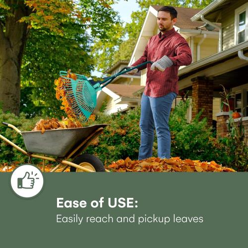 2wayz | Garden Leaf Grabber - Leaf Picker Removal Tools - Garden Leaf Scoops - Leaves Collector with Curved Claws - Strong Steel Handles - Lawn Rake Tool - 35'' x 20'' (Green)