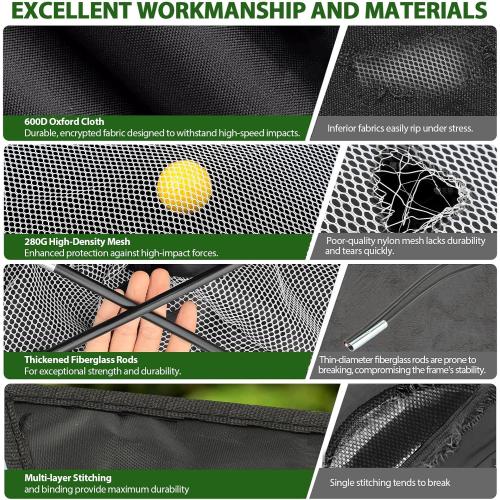 Golf Net, 10x7 Ft Practice Hitting Golf Net with Tri-Turf Mat, Ball, Tee, and Carring Bag, All-in-One Multi-Target Training Aid for Outdoor/Indoor Chipping & Driving, Ideal Gift for Men/Enthusiasts